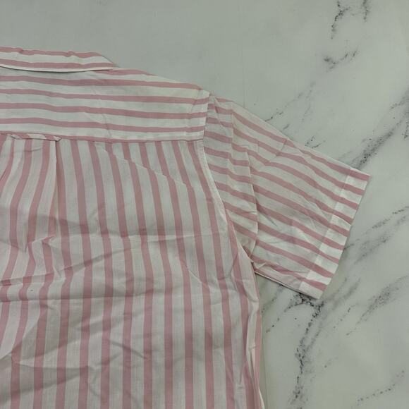 Diversity Womens Vintage 90s Button Up Shirt Size L P Pink White Stripe Boxy Fit - Picture 9 of 11